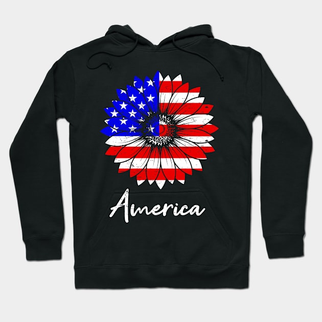 America USA Sun Flower Gift Hoodie by Delightful Designs